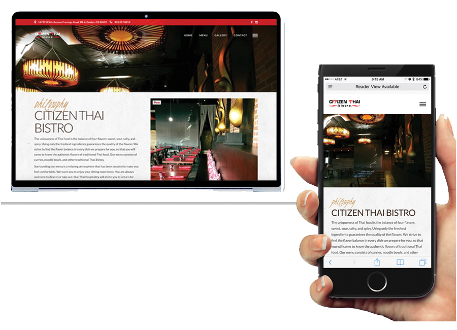 Citizen Thai Bistro website shown on desktop and mobile screens